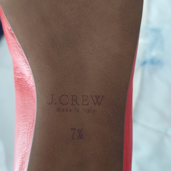 NWOB J Crew chain ballet flats, 7.5, brilliant reddish orange, made in Italy - Picture 7 of 8